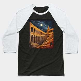 Aqueduct of Segovia Starry Night Spain Travel Tourism Retro Vintage Baseball T-Shirt